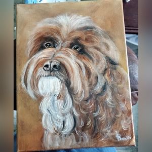 Original Oil Painting  9 x 12 Golden Doodle